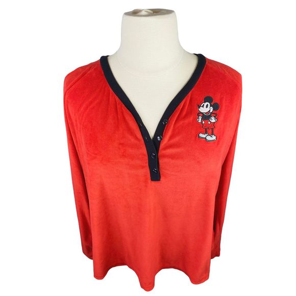 Disney Mickey Mouse Embroidered Fleece Sleep Shirt - Size 3X - Picture 3 of 5